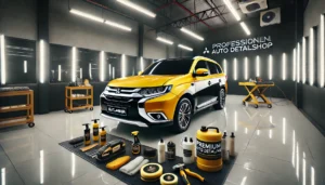 7 Rahasia Auto Detailing Mobil Mitsubishi Outlander di Bandung yang Terbukti Efektif! 1 Auto Detailing Mobil Mitsubishi Outlander di Bandung Berwarna Kuning, Hitam, dan Putih dengan Hasil Kilap Maksimal