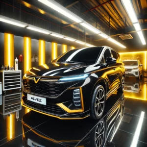 Desain Ruang Salon Mobil yang Ideal: Ciptakan Suasana Mewah dan Profesional untuk Bisnismu! 1 Wuling Alvez hitam mengkilap setelah detailing & nano coating di Bandung