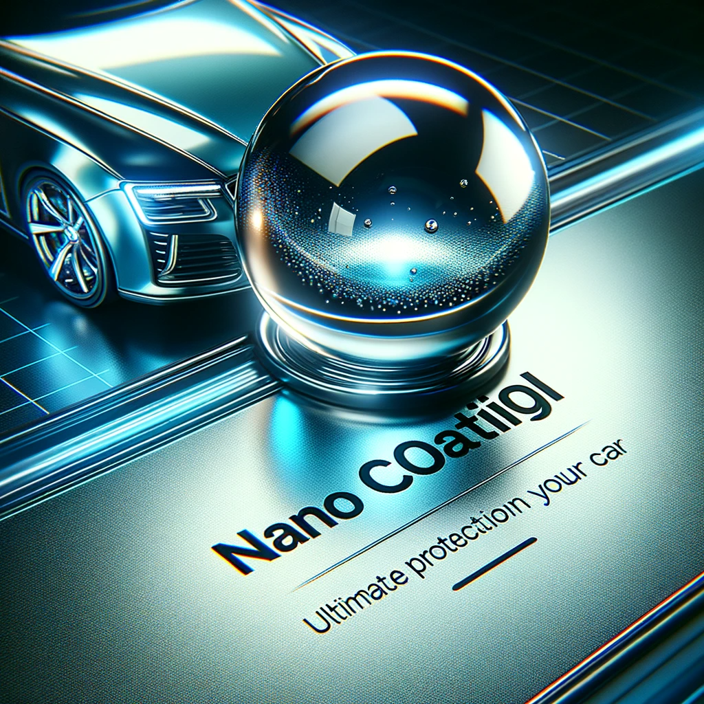 DALL·E 2023 12 03 09.19.23 A visually striking and informative thumbnail for a blog article titled Nano Coating Mobil. The image should feature a close up of a cars surface s