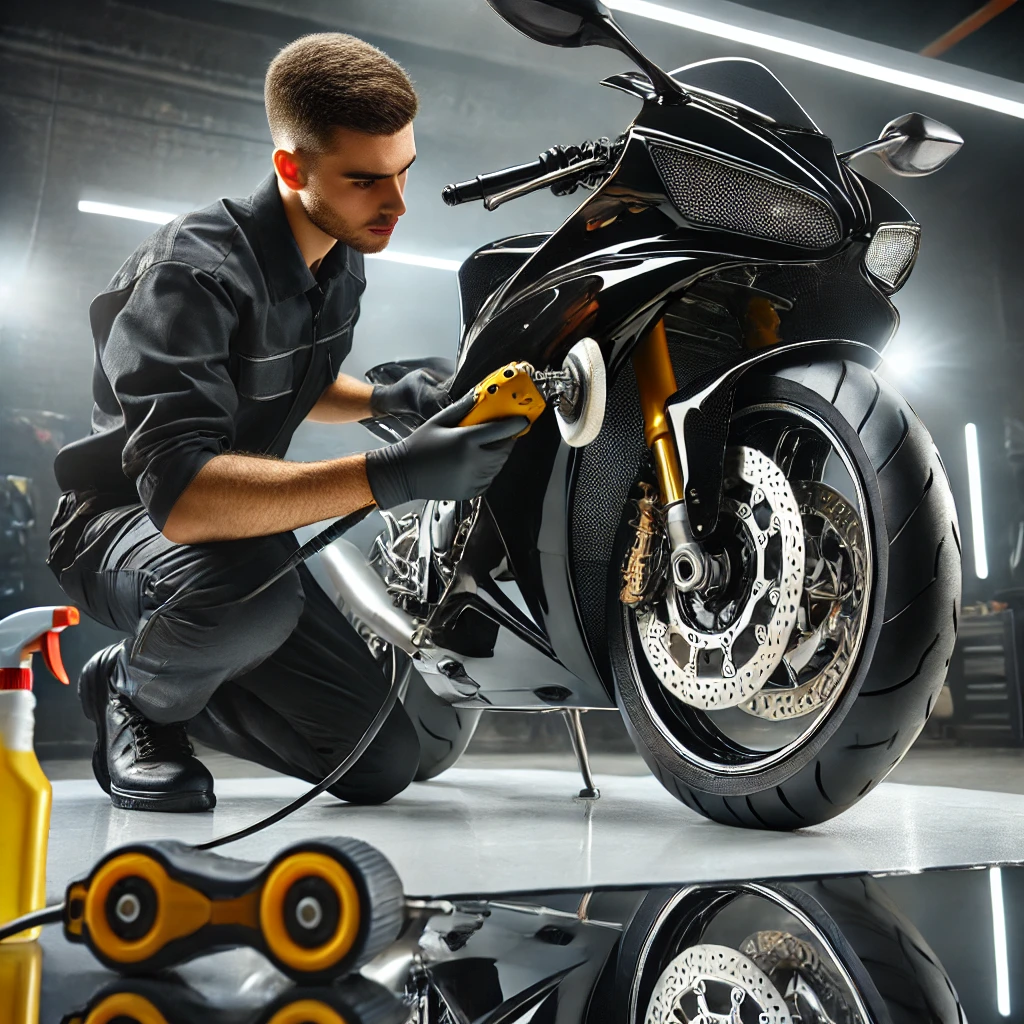 Motor berkilau setelah autodetailing profesional di Bandung