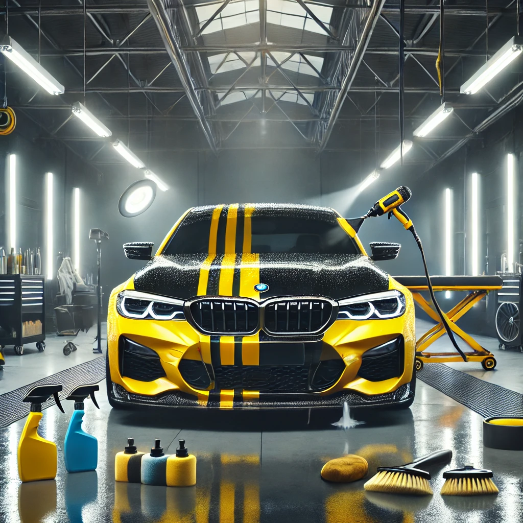 BMW sedang menjalani autodetailing di workshop profesional Bandung dengan hasil kilap maksimal.