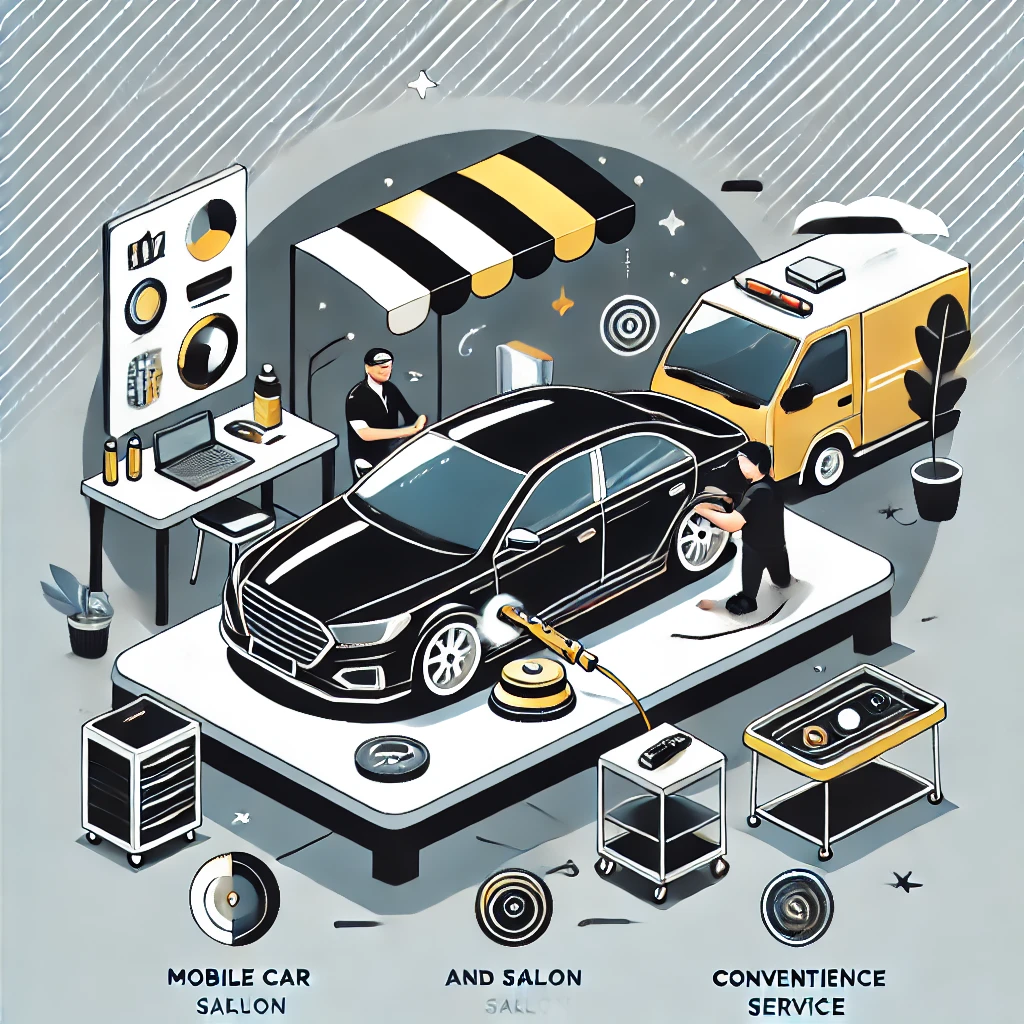 Proses detailing mobil dengan layanan panggilan di rumah pelanggan di Bandung.