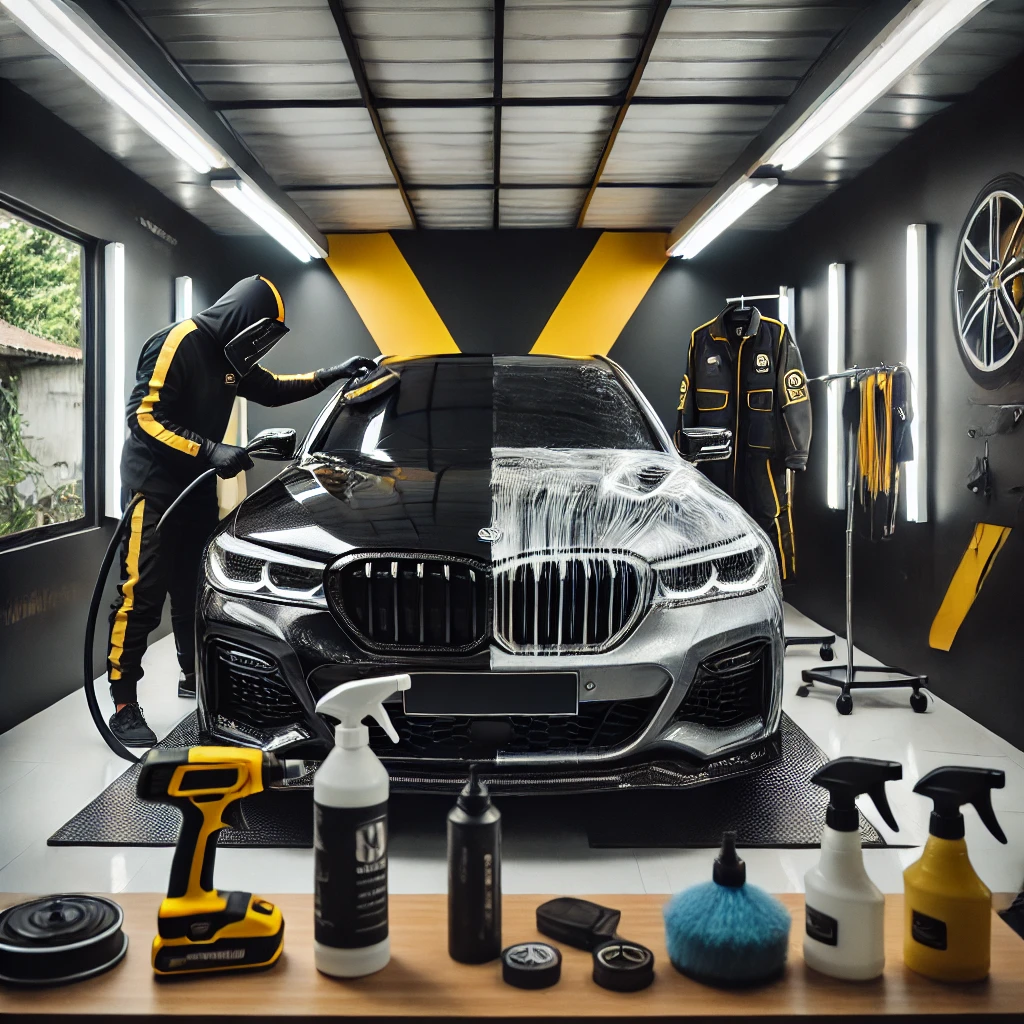 Layanan tukang salon mobil panggilan profesional di Bandung dengan peralatan canggih dan hasil kilap maksimal.