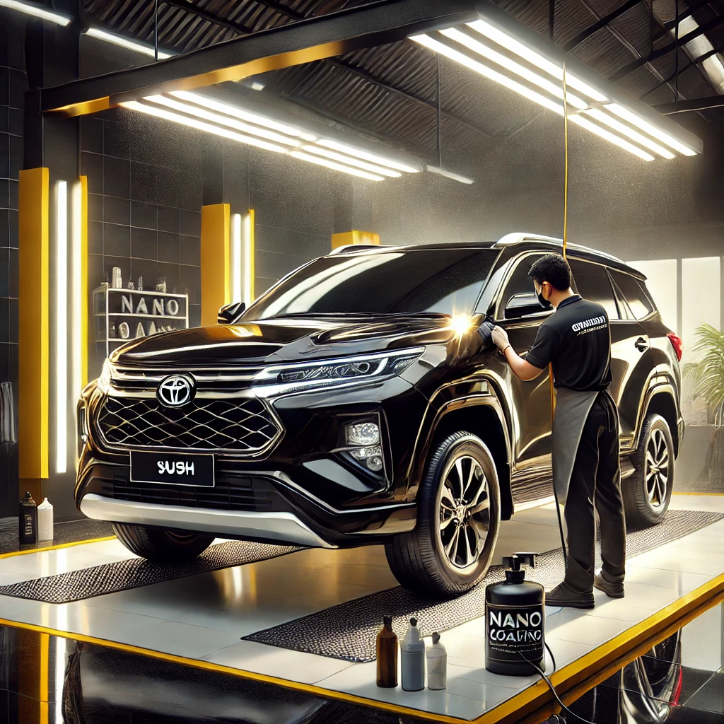 Honda HR-V hitam dengan efek detailing berkilau di Bandung.