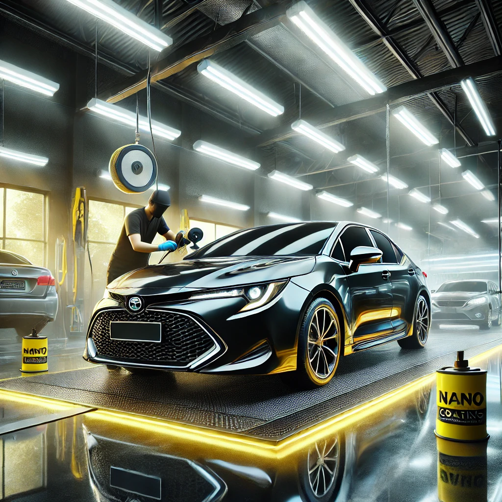 Toyota New Corolla sedang menjalani detailing premium di Bandung dengan layanan poles dan nano coating agar tampil lebih kinclong dan terlindungi.