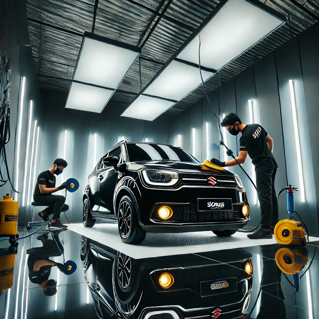 Suzuki Ignis dalam proses auto detailing profesional di Bandung.