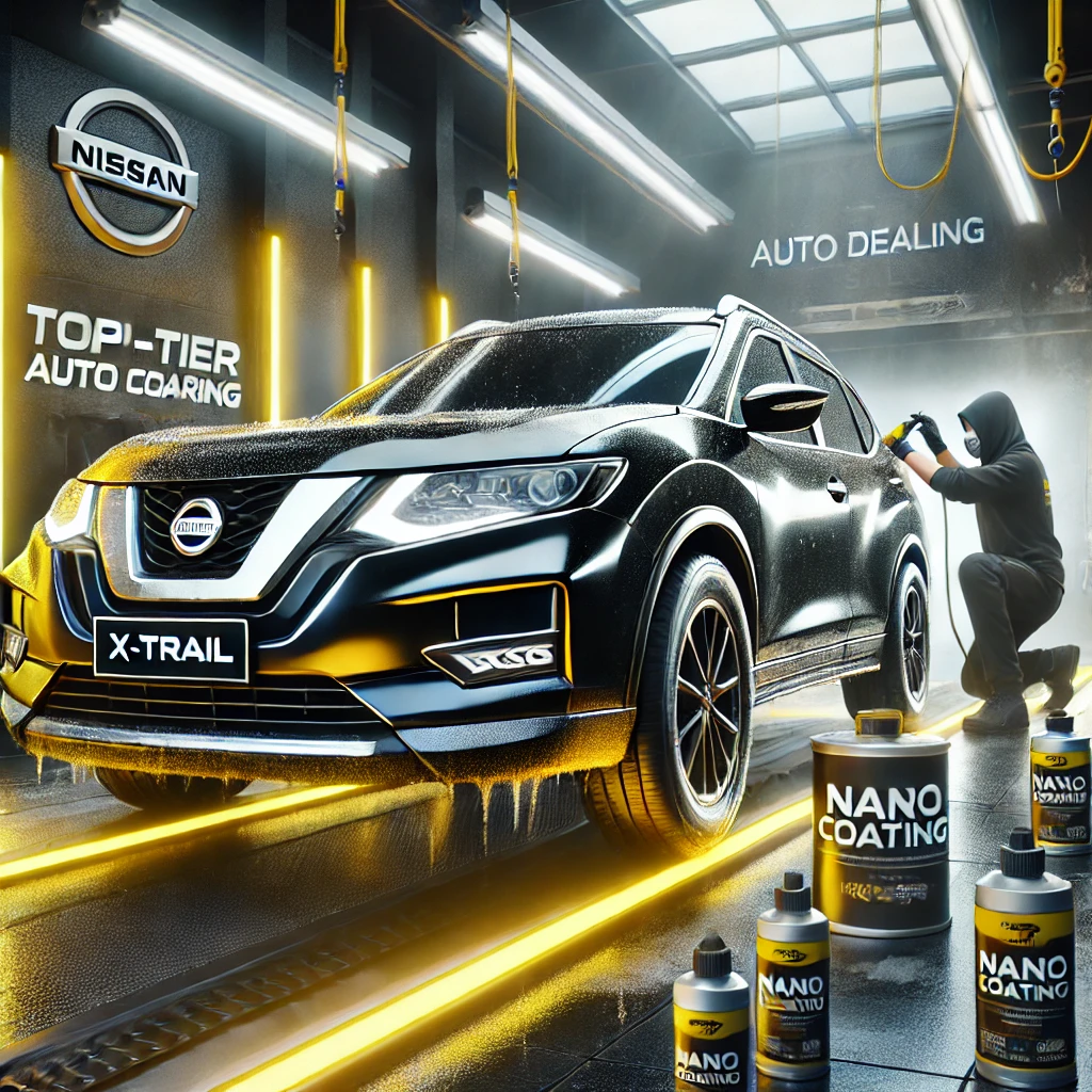 Nissan X-Trail sedang menjalani detailing premium di Bandung dengan layanan poles dan nano coating untuk tampilan lebih kinclong dan terlindungi.