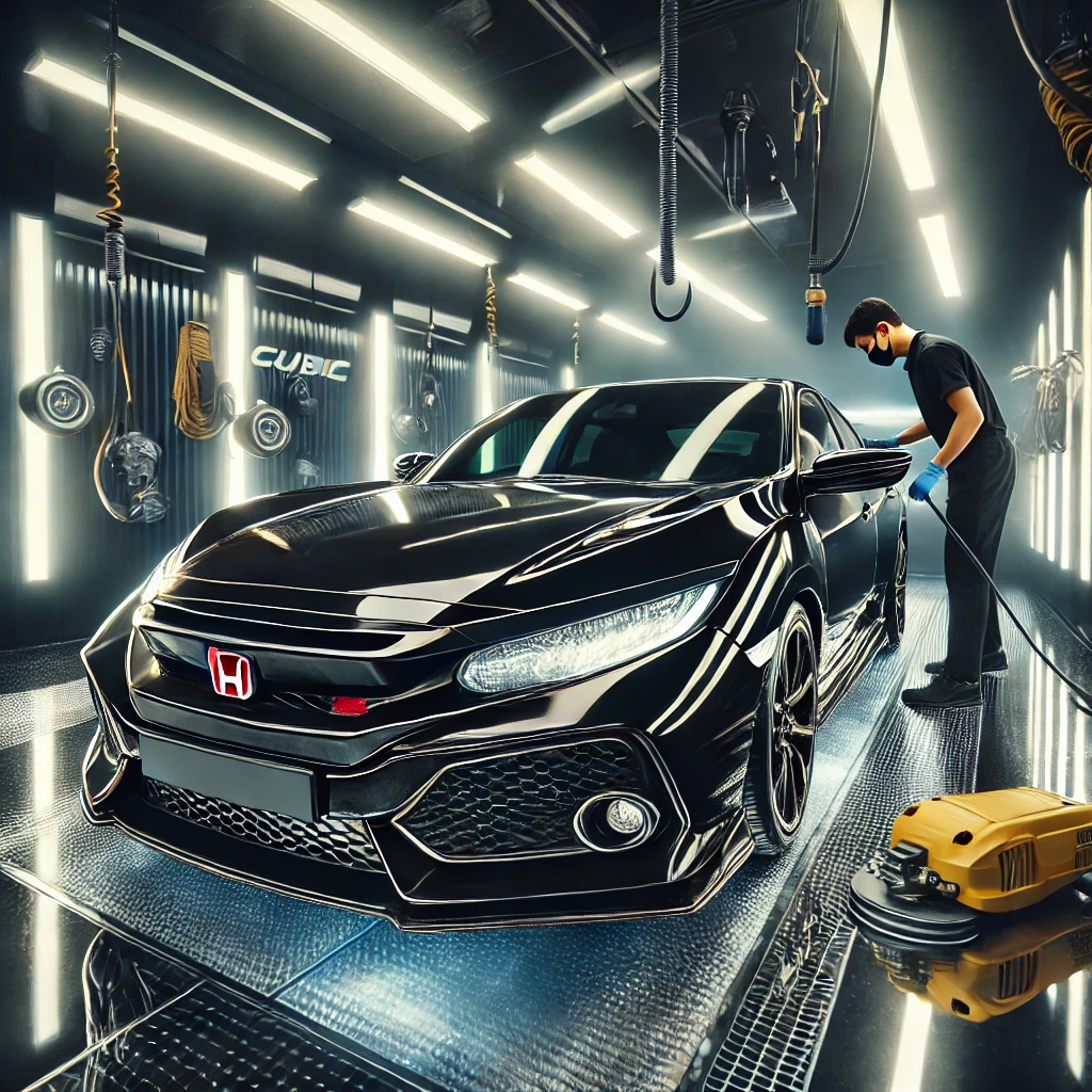 Honda Civic Turbo Hatchback setelah AutoDetailing, tampil lebih glossy dan terlindungi dari baret dan debu di salon mobil Bandung.