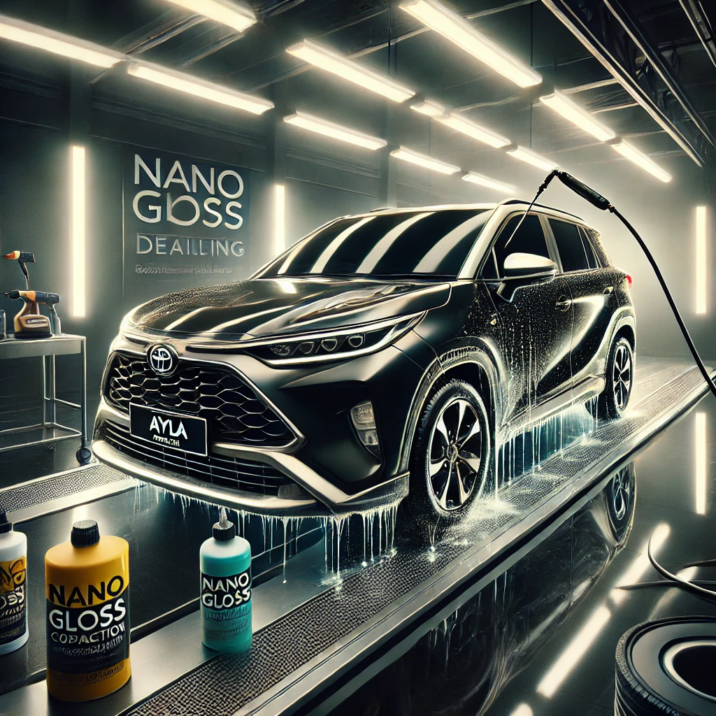 AutoDetailing Toyota Ayla di Bandung dengan perawatan premium untuk hasil lebih kinclong dan tahan lama.
