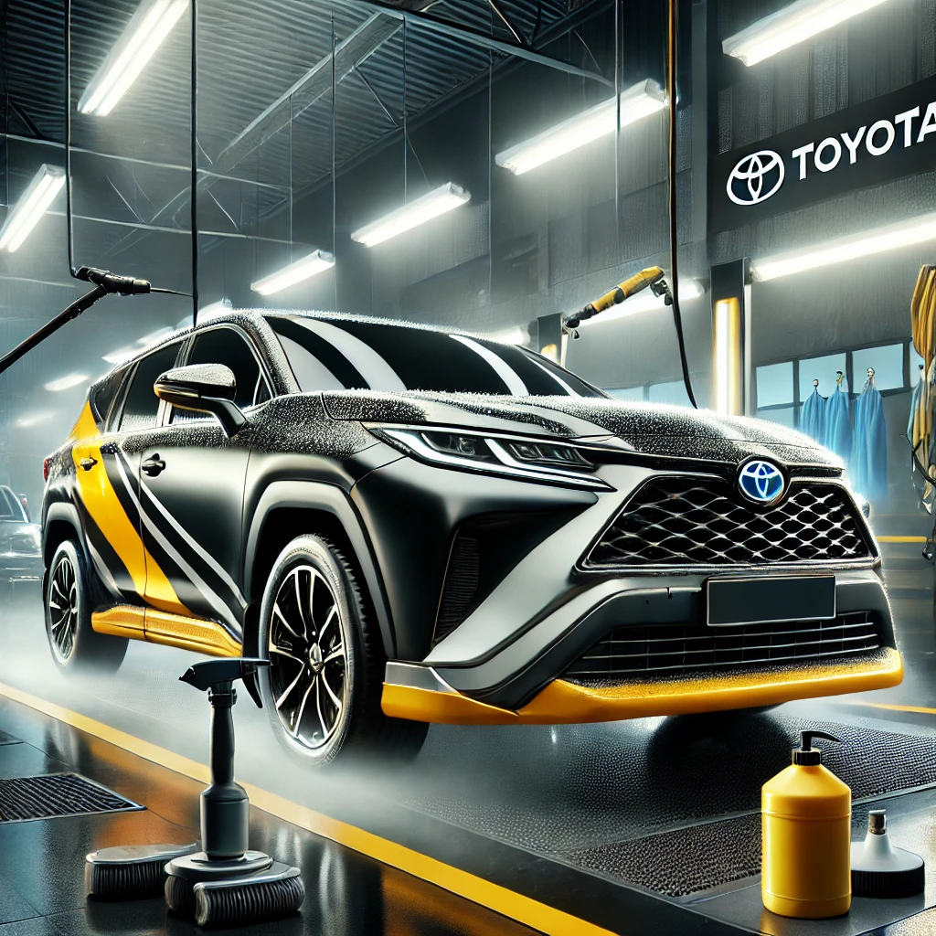 Toyota sedang menjalani autodetailing di workshop profesional Bandung dengan hasil kilap maksimal.