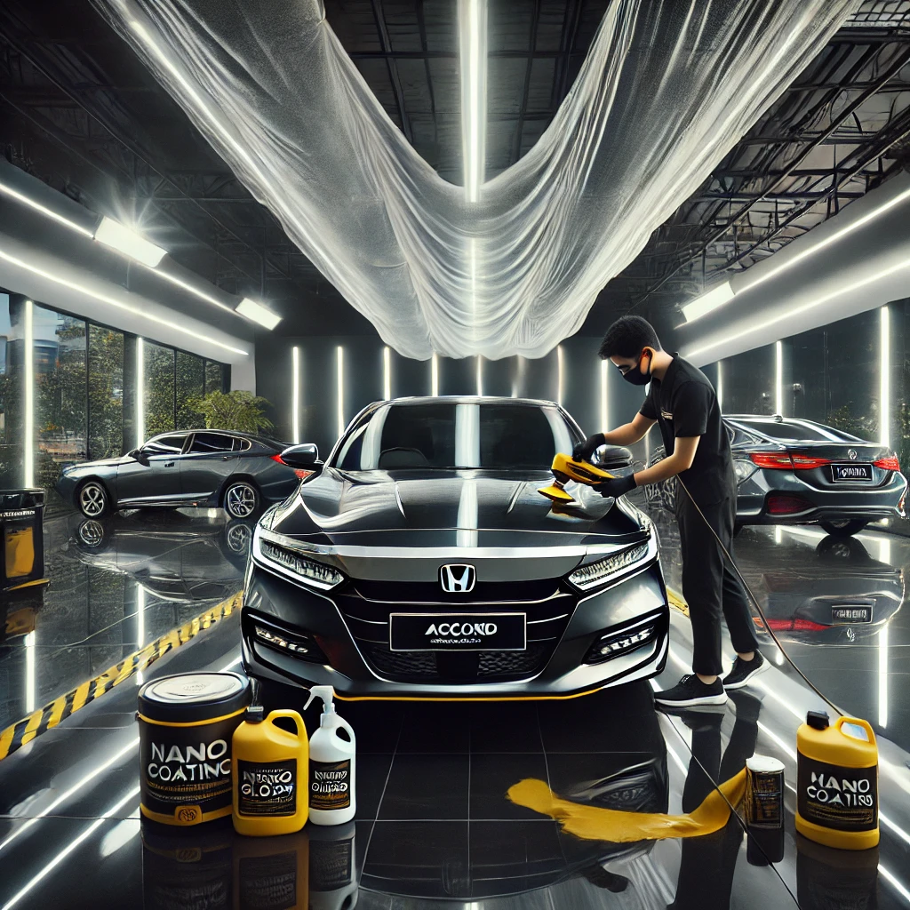 Nano Coating Honda Accord di Bandung memberikan perlindungan maksimal dari debu, air, dan goresan dengan efek hydrophobic.