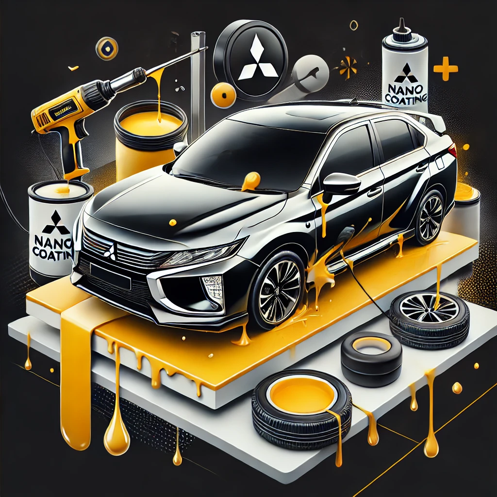 Mitsubishi sedang menjalani proses nano coating di workshop profesional Bandung dengan hasil kilap maksimal.