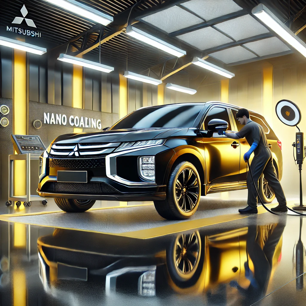 Mitsubishi sedang menjalani detailing premium di Bandung dengan layanan poles dan nano coating agar tampil lebih kinclong dan terlindungi.