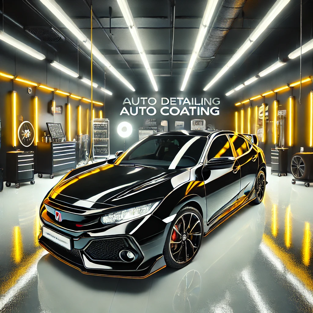 Honda Civic Turbo Hatchback hitam mengkilap setelah detailing & nano coating di Bandung