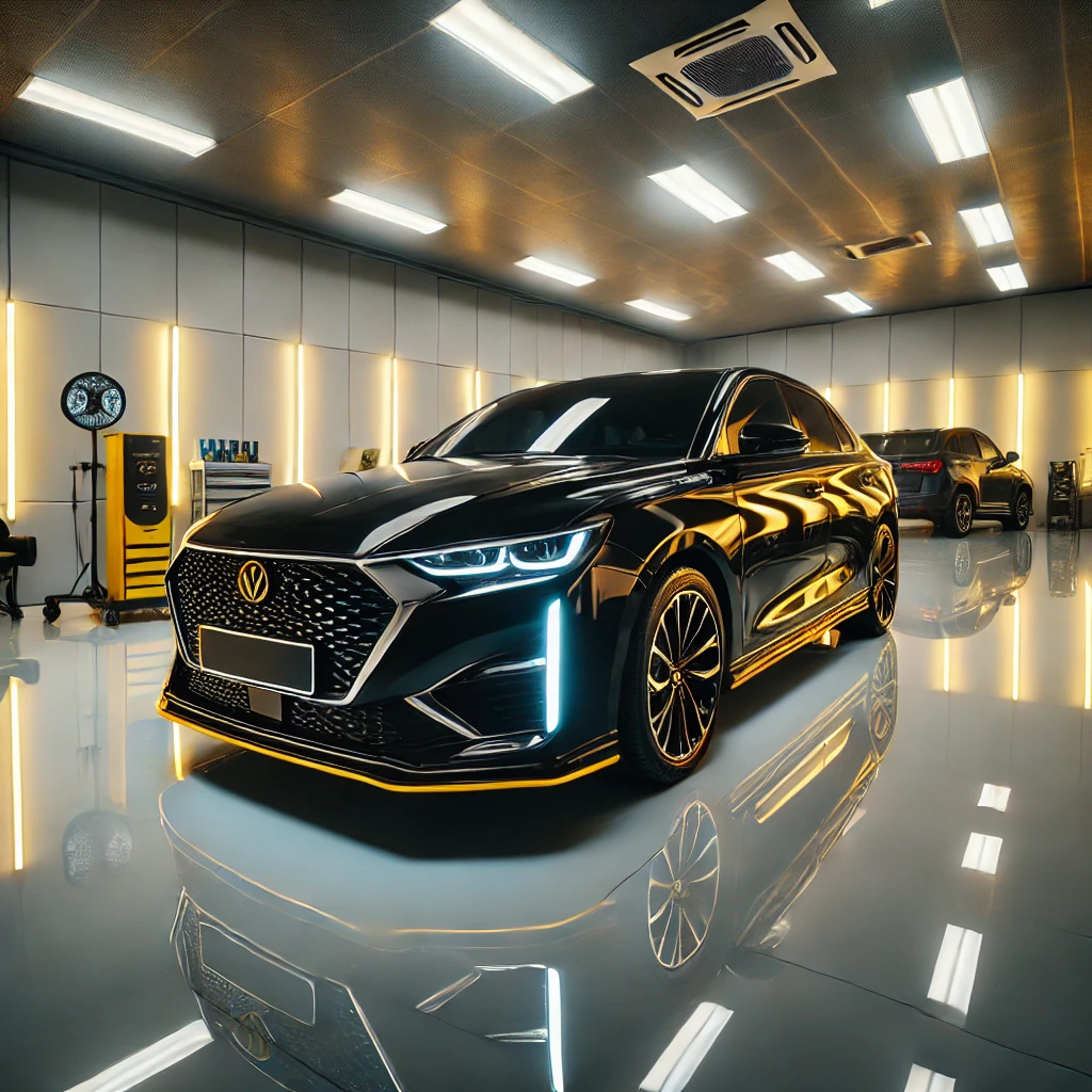 BYD Yang Wang hitam mengkilap setelah detailing & nano coating di Bandung