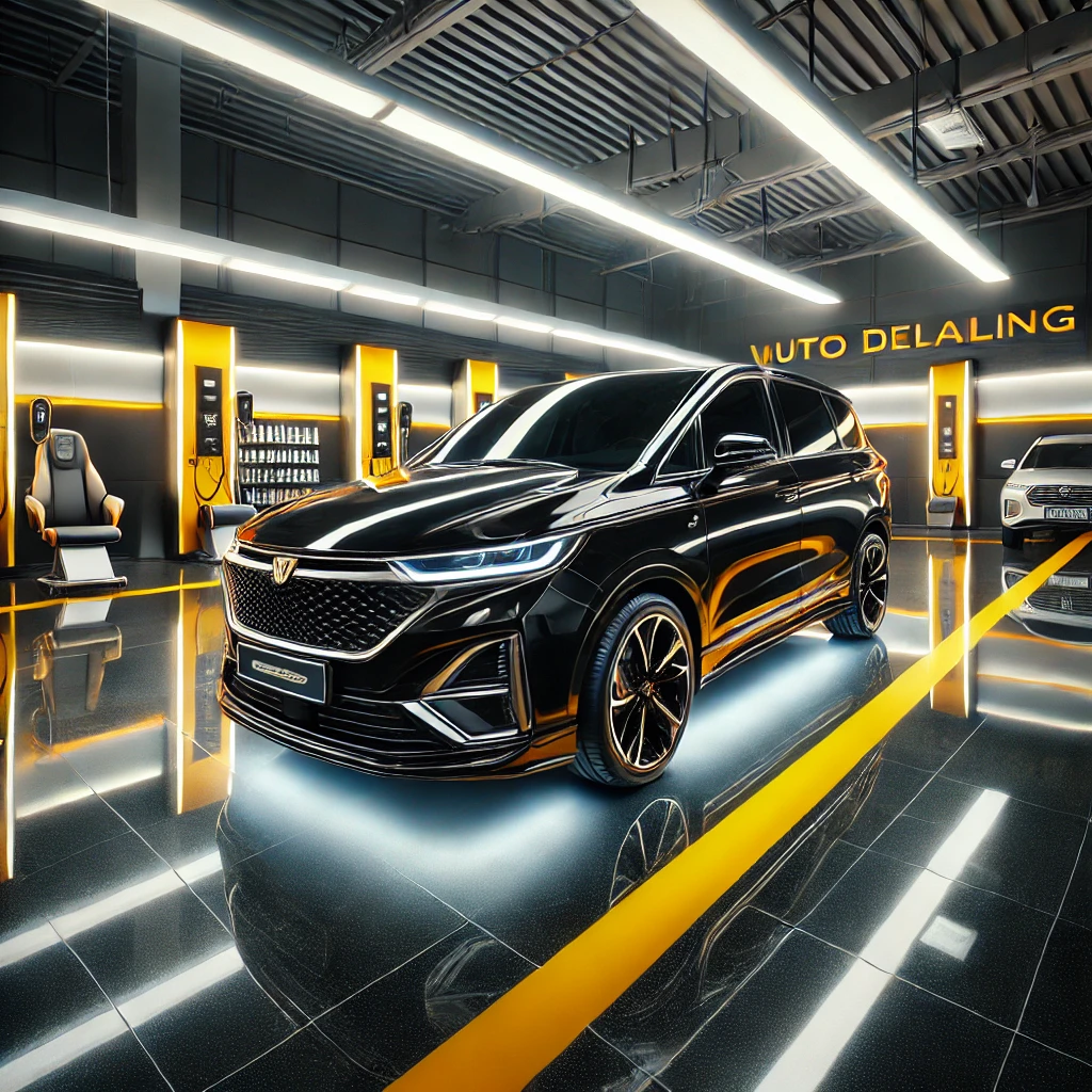 Wuling Alvez hitam mengkilap setelah detailing & nano coating di Bandung