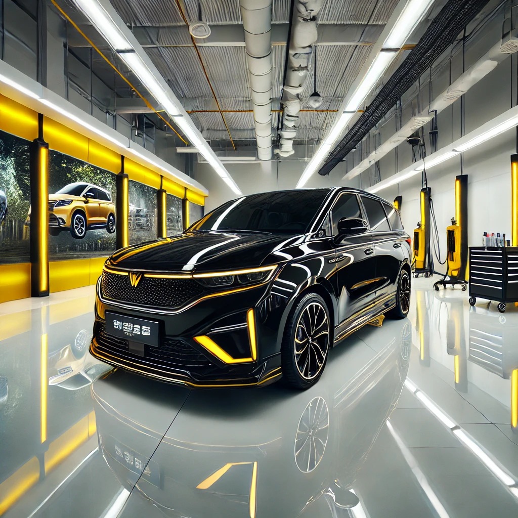 Wuling Confero hitam mengkilap setelah detailing & nano coating di Bandung