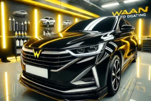 Wuling Cortez hitam mengkilap setelah detailing & nano coating di Bandung