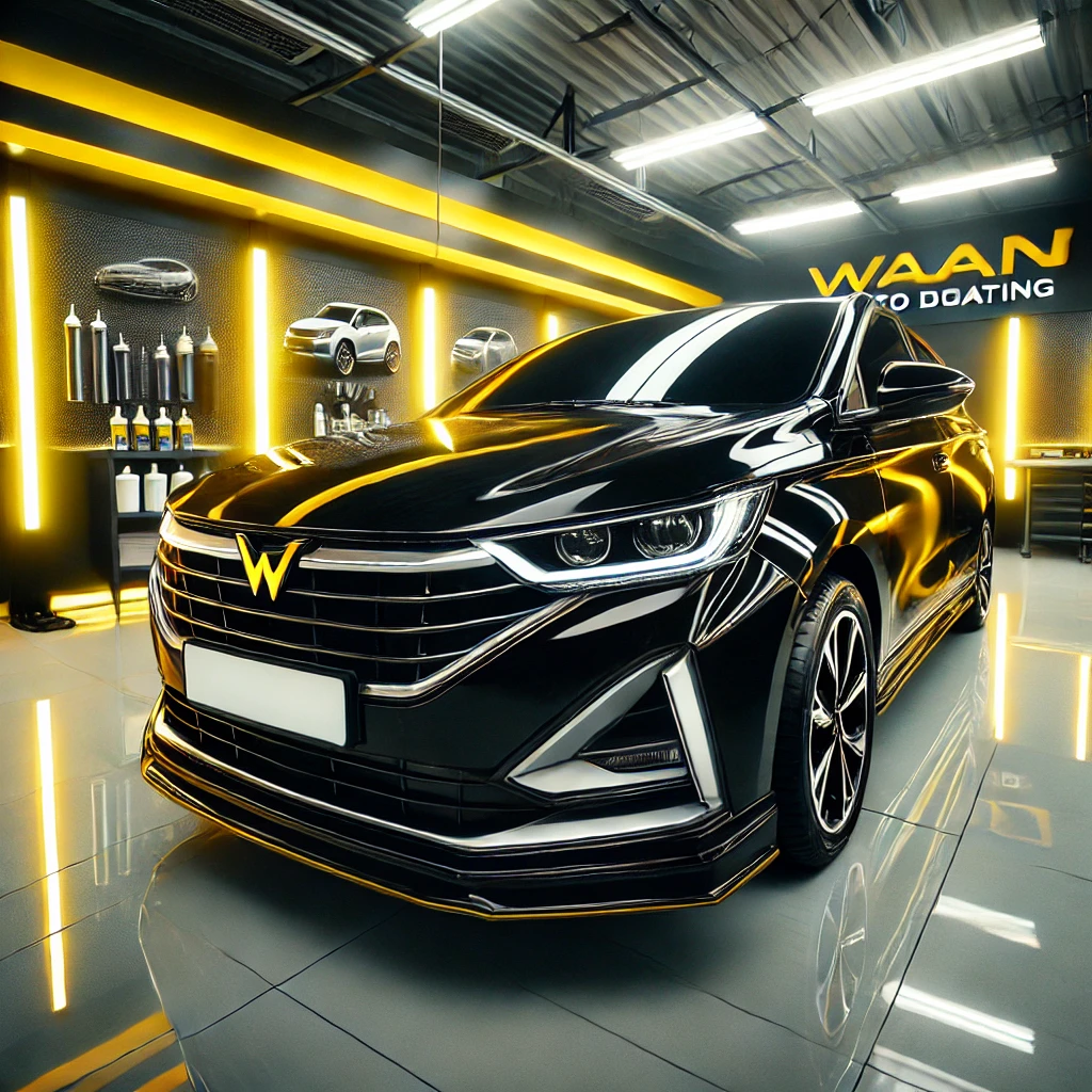 Wuling Cortez hitam mengkilap setelah detailing & nano coating di Bandung