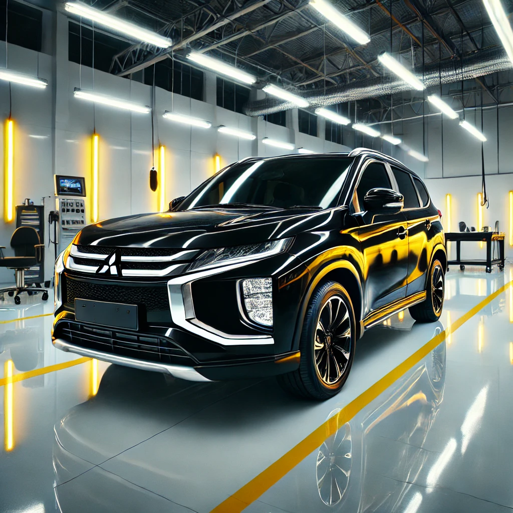 Xpander Cross hitam mengkilap setelah detailing & nano coating di Bandung