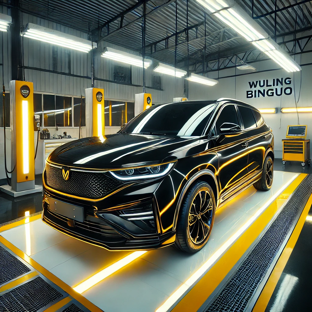 Wuling Binguo hitam mengkilap setelah detailing & nano coating di Bandung