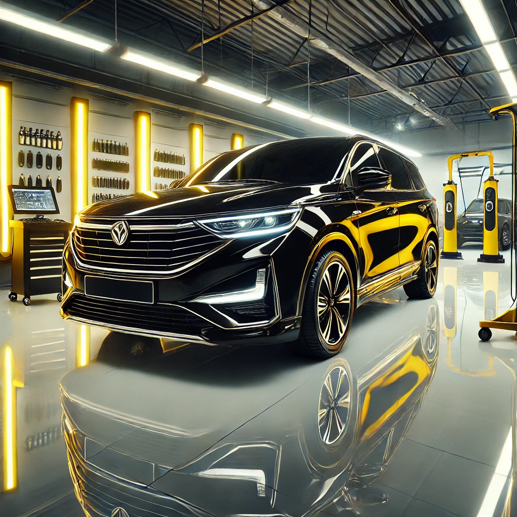 Wuling Confero hitam mengkilap setelah detailing & nano coating di Bandung